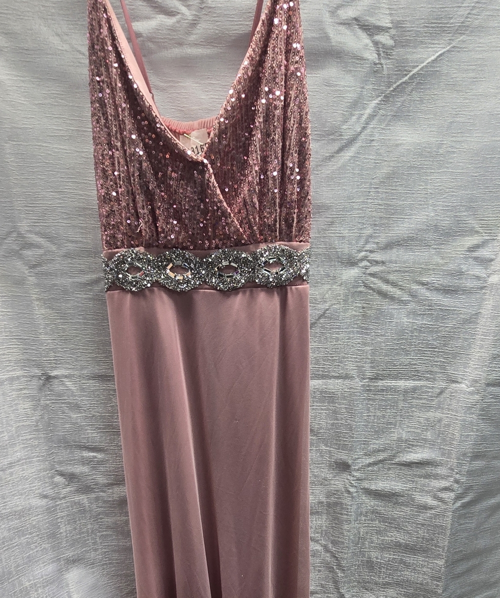 Pink Sequin Gown with Silver Embellishments